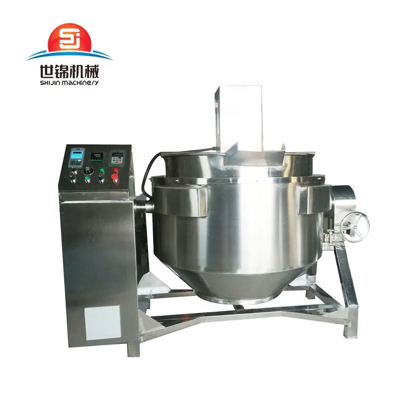 industrial high capacity automatic steam gas electric candy fruit jam bone soup jacketed kettle food cooking pot mixer machine