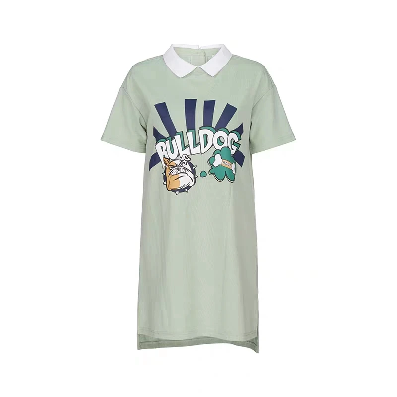 
manufacture price with high quality new design short sleeve solid print t-shirt dress for women 