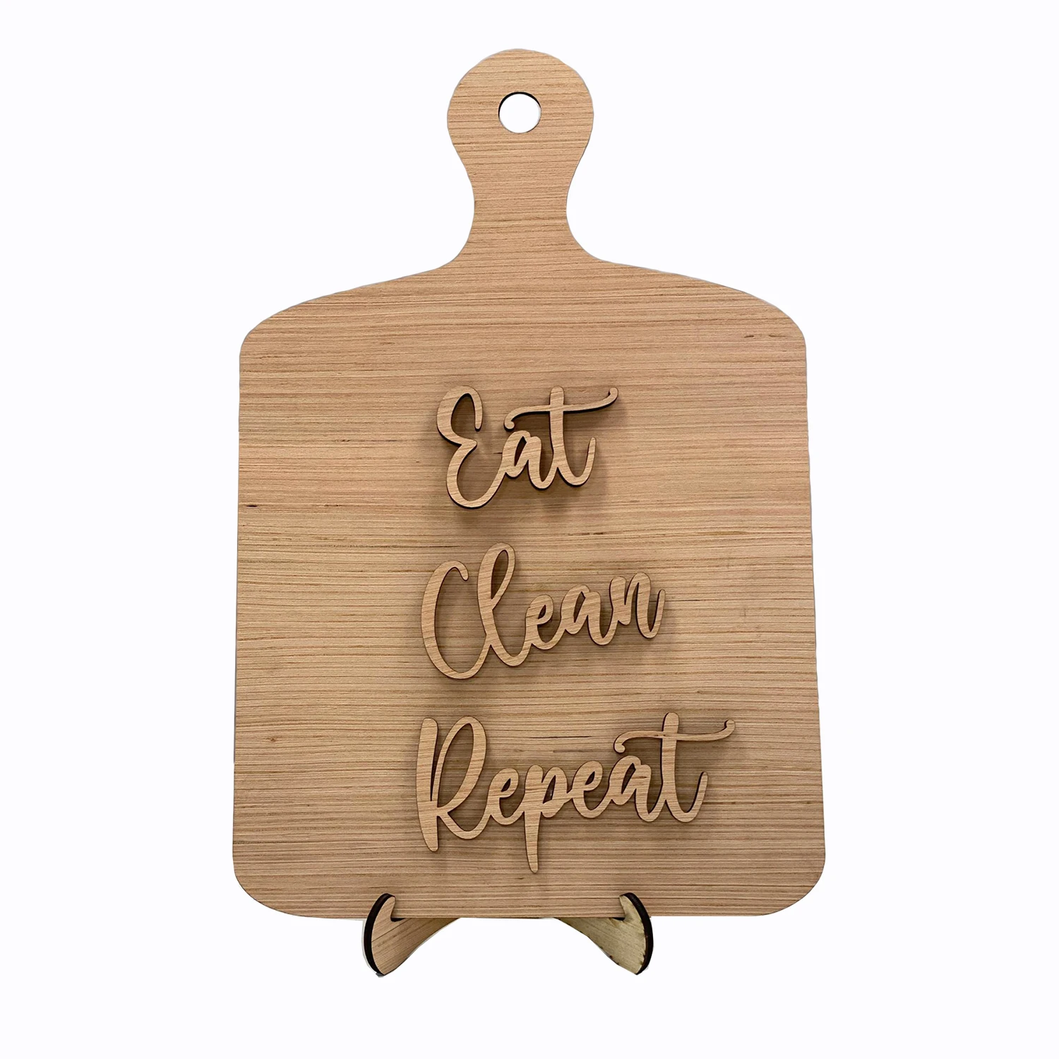 Cutting Board Shaped Sign Bamboo Crafts Custom Wood Signs with Stand for Decor