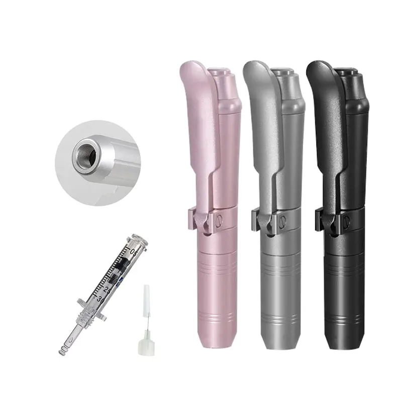 Gold needle free 2 in 1 two head injection hyaluronic acid lip dermal filler pen injector gun functional