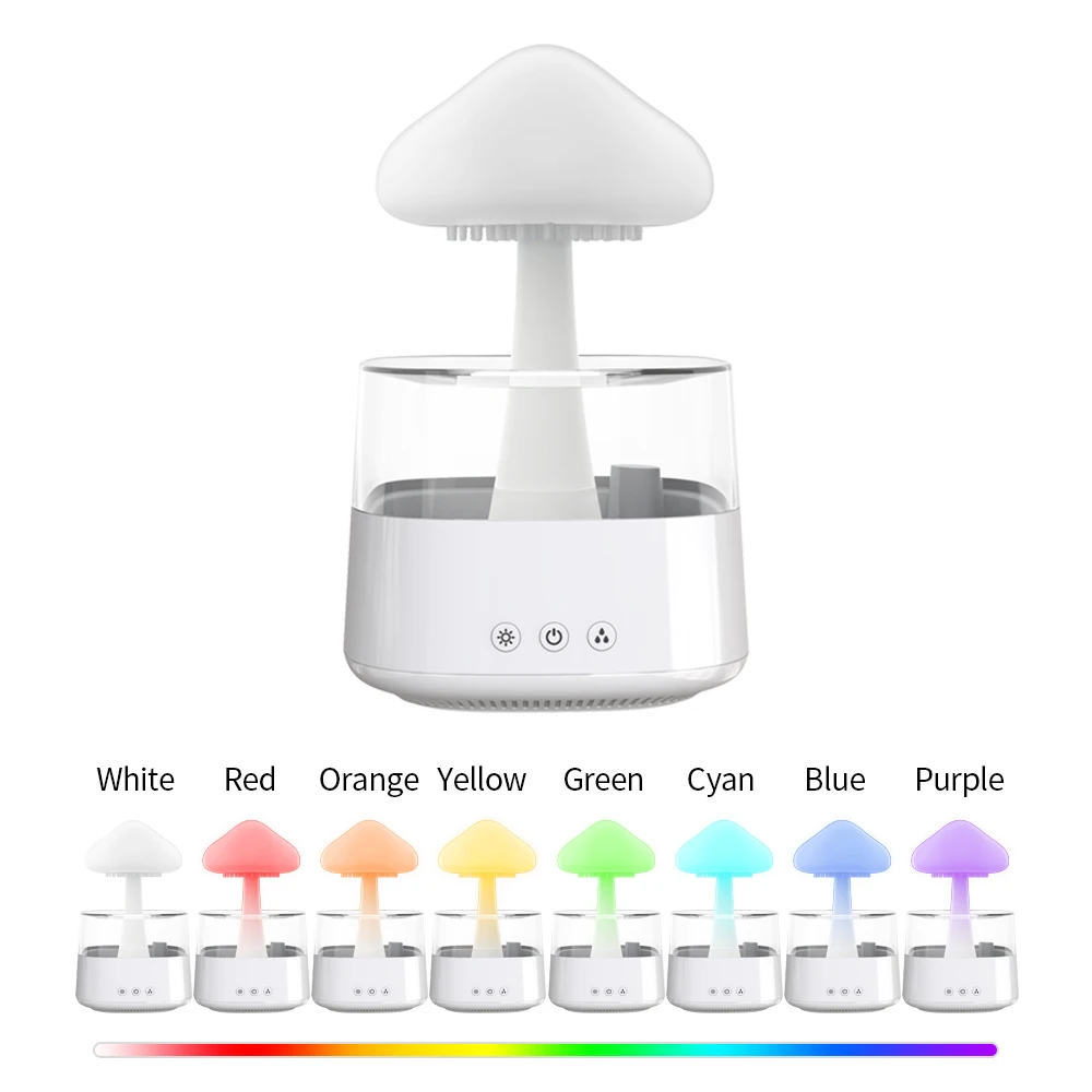 Customize Crisp Water Drip Sound Cloud Raindrop Humidifier Adjustable Water Flow Speed 7 Color