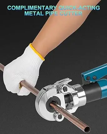 Hydraulic Stainless Steel Crimper Kit with 1/2' 3/4' 1' Jaw Tee Copper Fitting Pex Pipe Press Crimping Tool for Narrow Spaces