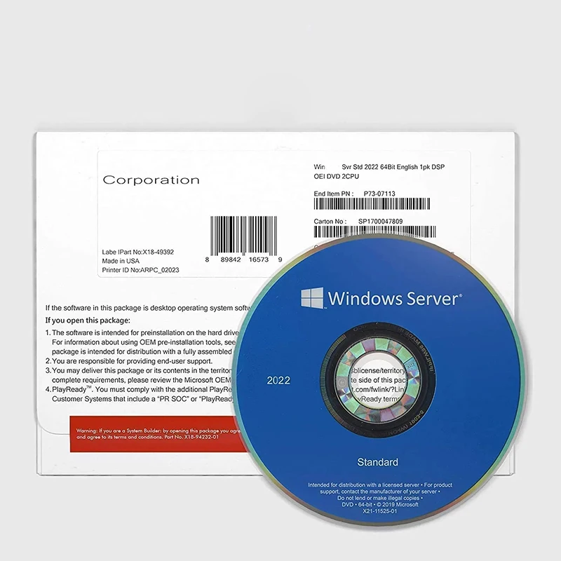 Full Package WinServer 2022 Standard Key 100% Online Genuine License Key Win Server 2022 Standard By DVD