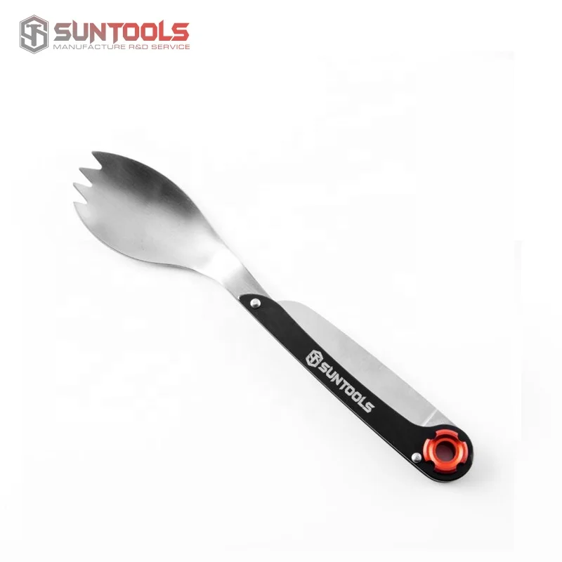 Stainless Steel Outdoor Camping Multifunctional Spork foldable knife spoon and fork Travel Cutlery Set