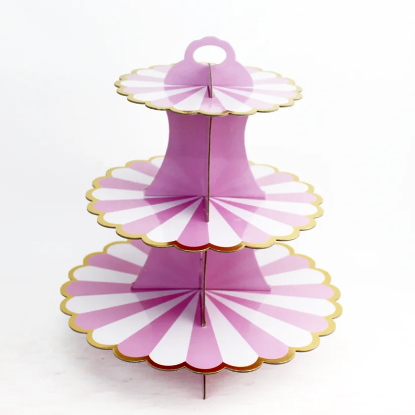3-Tier  Cardboard Cupcake Stand Dessert Tower Treat Stacked Pastry Serving Platter Food Display