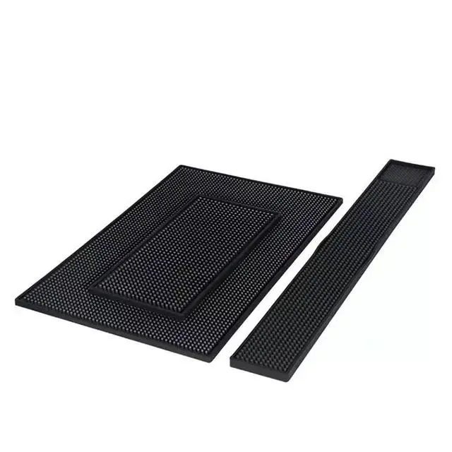 Custom Personalized rubber cup anti-slip runner service spill silicone tamping mat coaster beer black coffee rubber bar mat