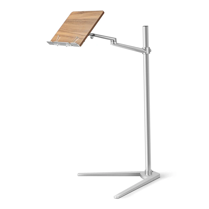 Long Arm Height Adjustable Metal & Wooden Multi-angle Floor Reading Stand adjustable metal floor reading stand for book tablet