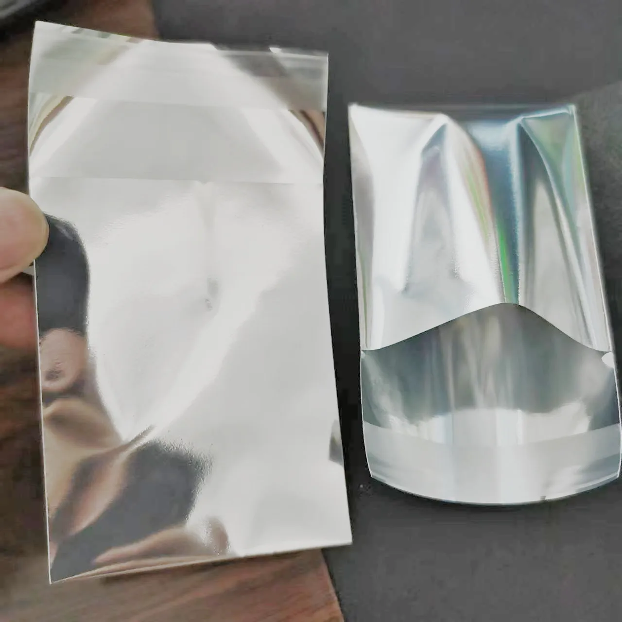 Self-sealing Packaging Bright Silver Film Custom Double-sided Self Adhesive Seal Aluminum Foil Bag