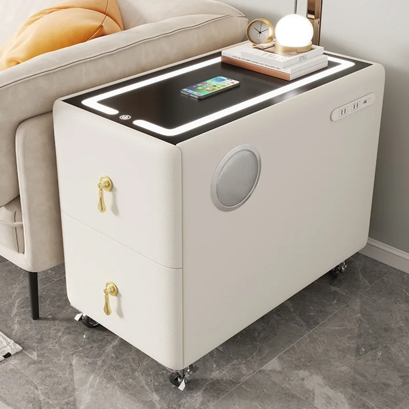 Minimalist modern mobile smart sofa, side cabinet, living room, multifunctional with wireless charging Bluetooth speaker