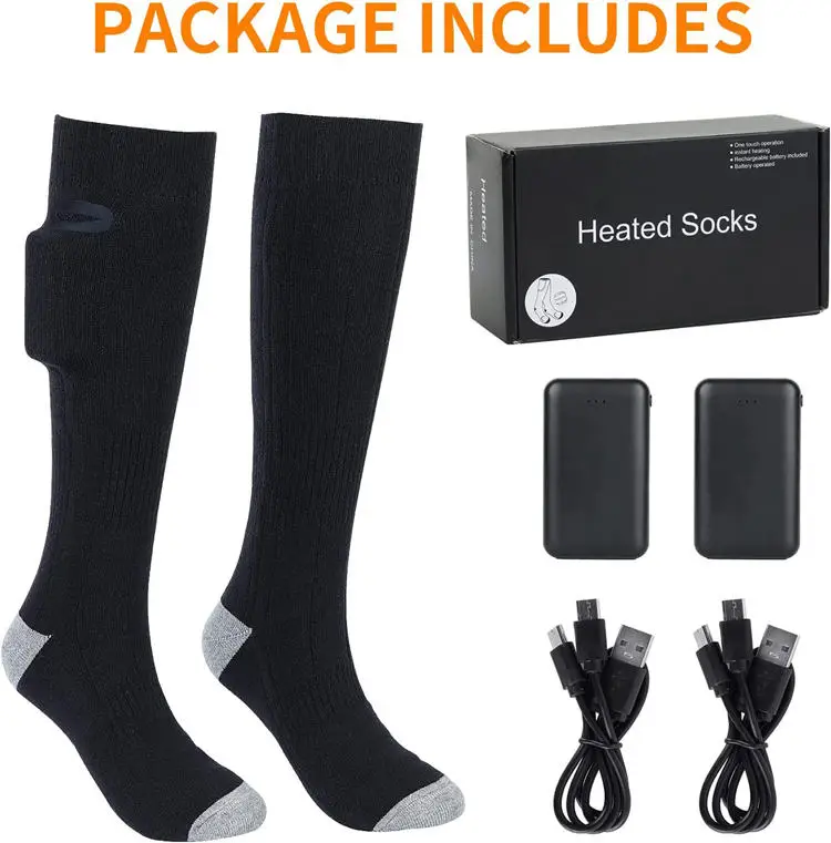 Rechargeable Electric Washable Heating Thermal Sock Winter Cotton Socks Heated Socks for Outdoor Hiking Skiing