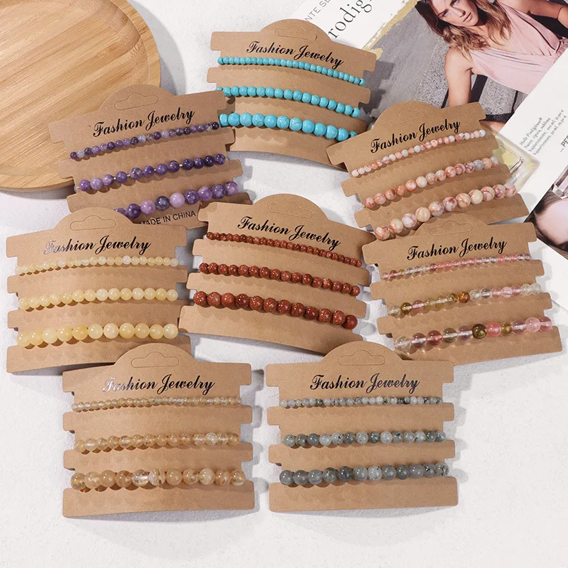 Bracelet natural stone beads ladies bracelet black agate stone elastic bracelet foreign trade jewelry hot sale4mm6mm8mm