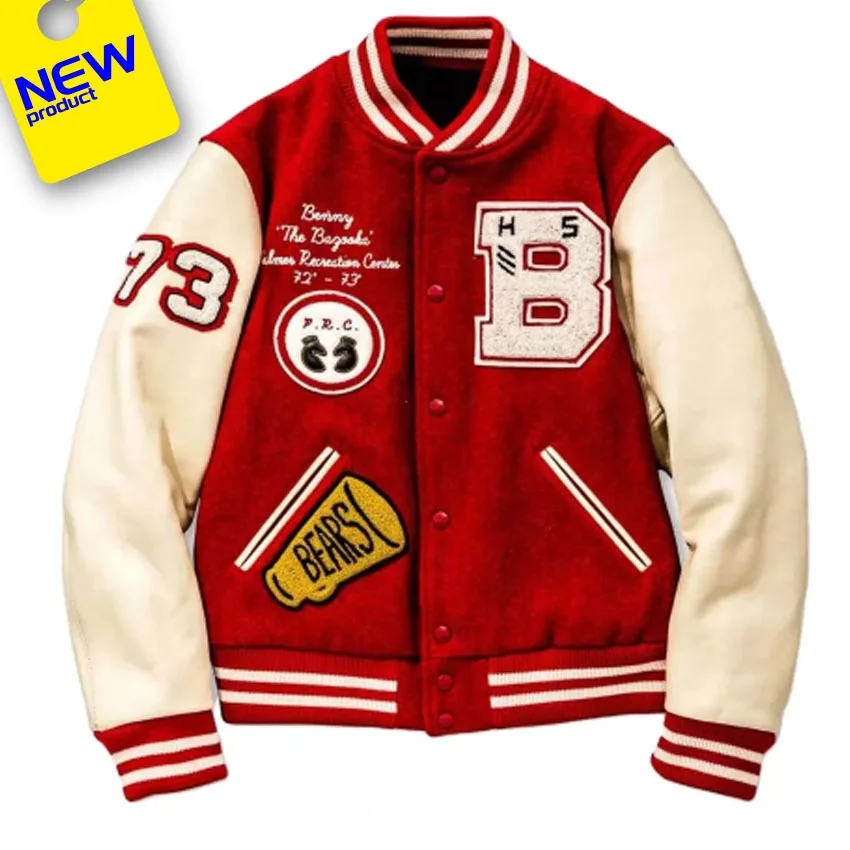 Leather Pink Crop Beige And Black Letterman Vintage Custom Leather Baseball Custom Varsity Jacket Men Varsity Jackets