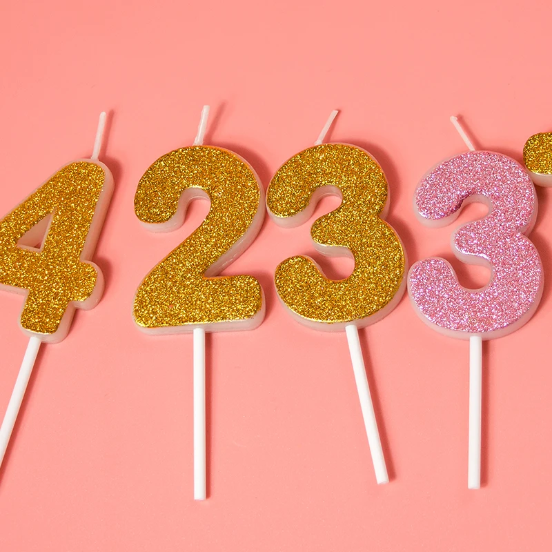 Hot Selling Luxury Glitter Number Birthday Candles for Birthday Party Decoration
