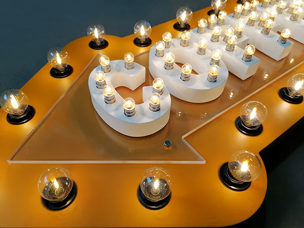 JAGUARSIGN Manufacturer Custom Trendy shop decoration light bulb word marquee Sign shop light box with light bulb
