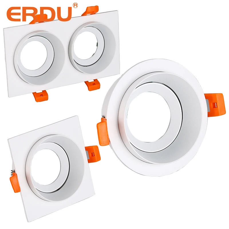ERDU Recessed Square Round Cob Spotlight Downlight Gu10 GX53 Gu5.3 Mr16 Spot Housing Led Module Mr16 Lamp Frame