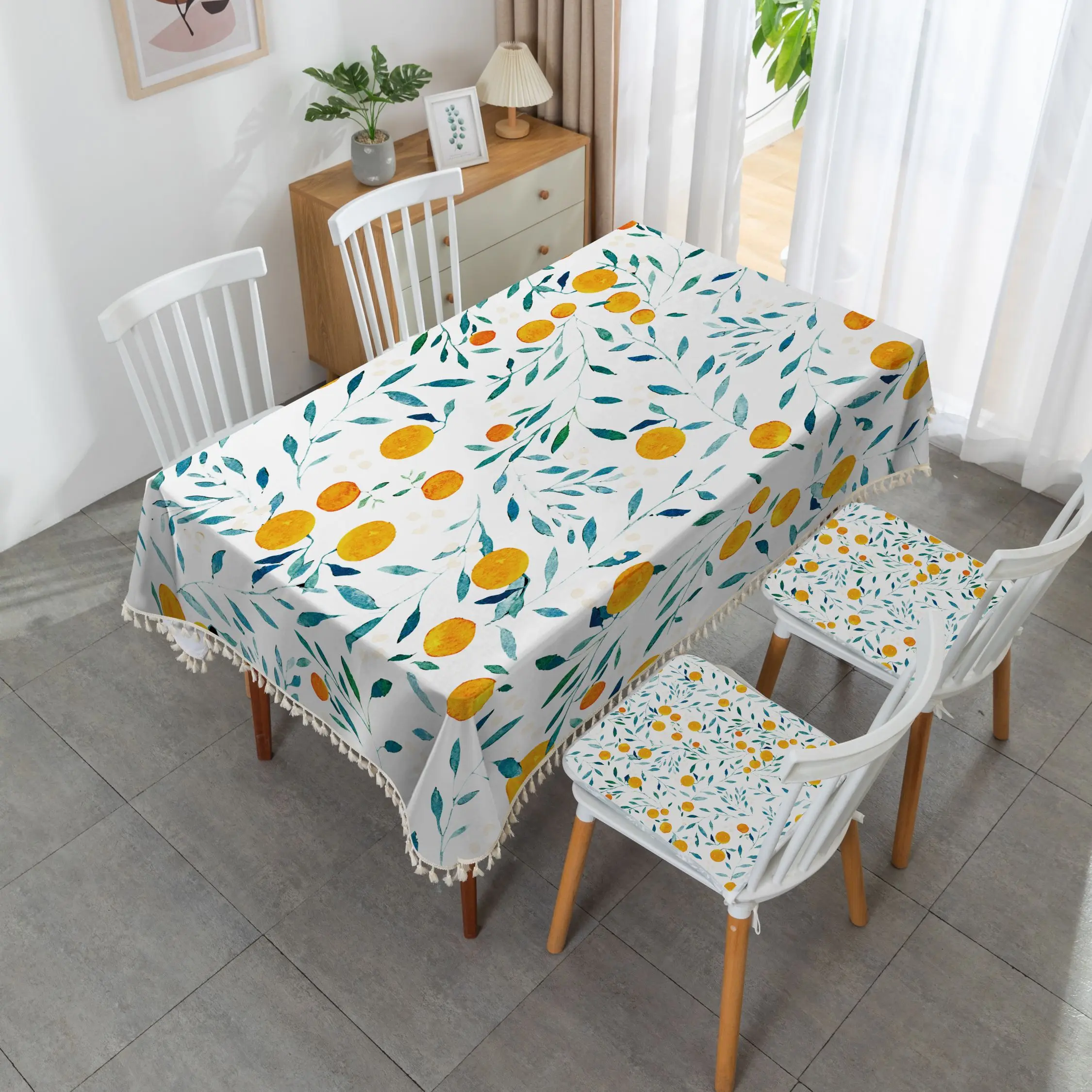 Ins Fresh Fruit Bamboo Cotton Tablecloth Small Fresh Fruit Custom Size and Logo Cheap Polyester TableCloth For Party