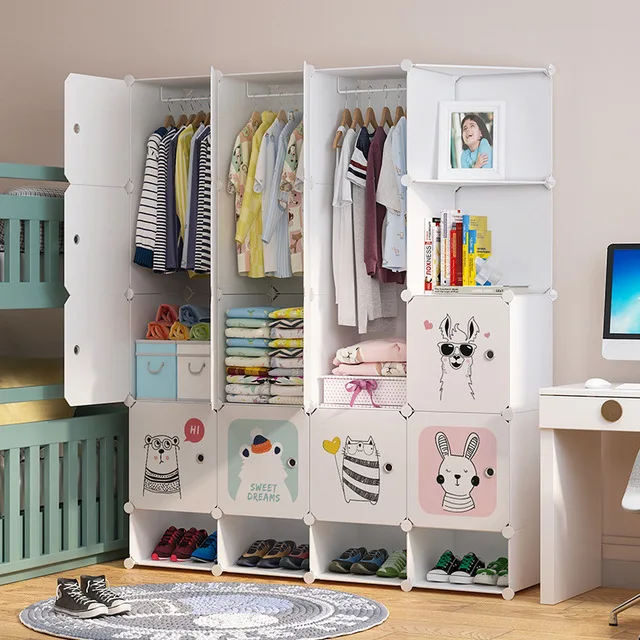 Современный простой домашний шкаф для детской комнаты, детский сборный пластиковый простой шкаф для хранения