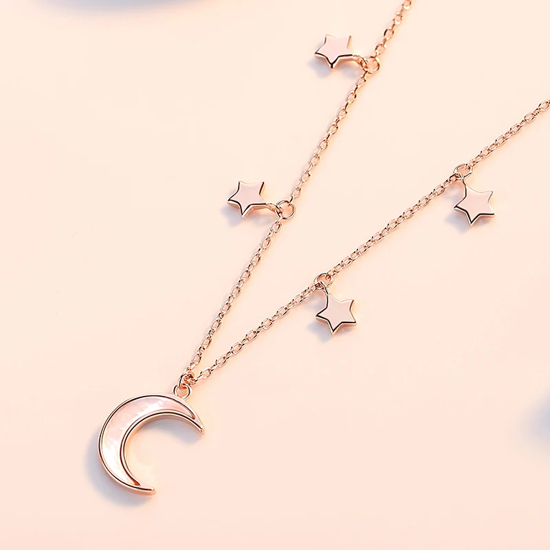 2023 Fashion Statement 925 Sterling Silver Star And Moon Necklace For Women