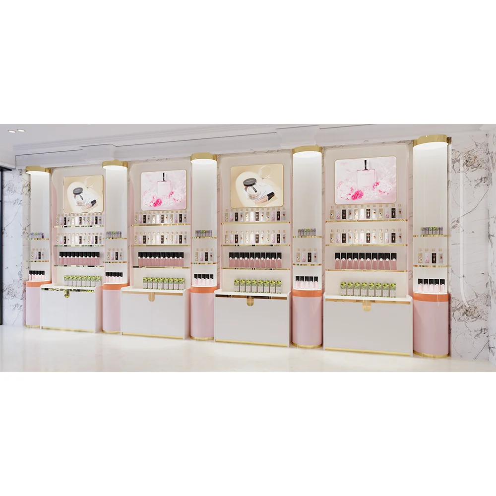 Free standing Cosmetics Display Rack Beauty Salon Product Shelf Cabinet Wholesale Make Up Beauty Product Display Cabinets