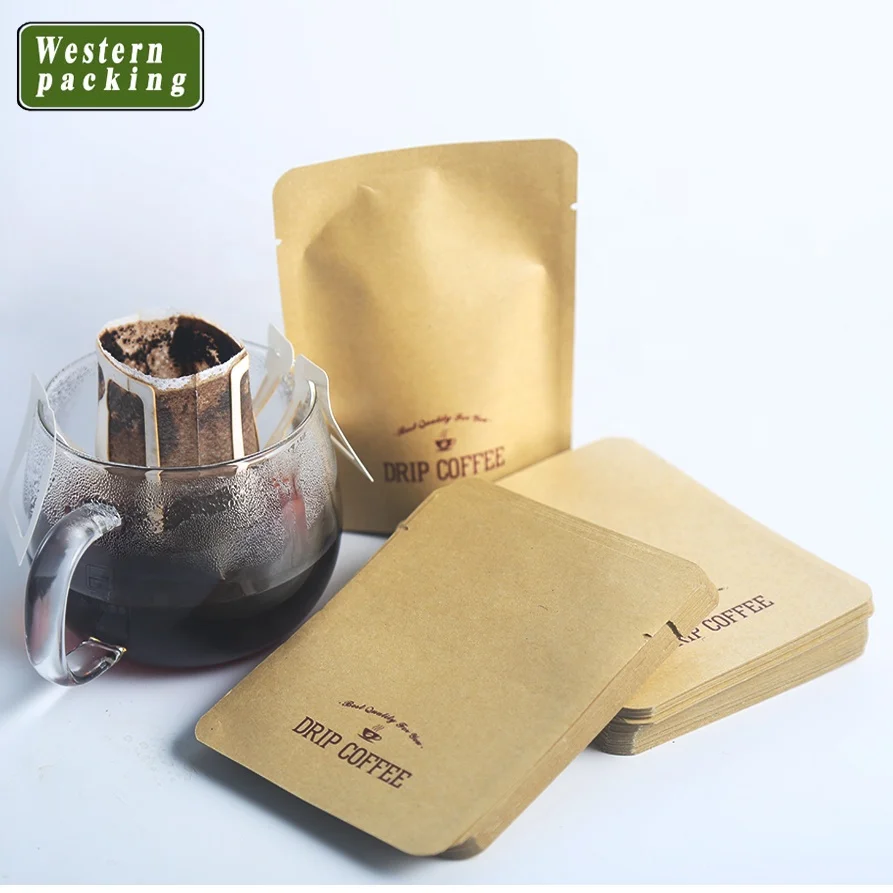Customizable printing 3 side sealing compound drip filter hanging ear coffee filter exterior sealed pocket