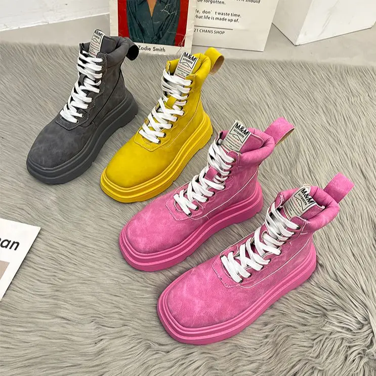 2021 new style Vintage design fashion ladies Martin boots colorful winter shoes