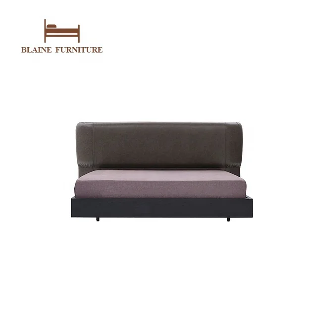 Modern Head Tufted Queen Size Leather Frame Double Platform Brown Color Leather Upholstered Bed