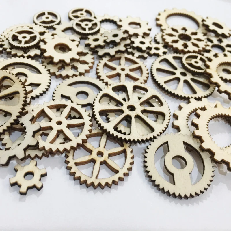 Cartoon wooden gear wood pieces DIY hand-drawn kindergarten puzzle toys