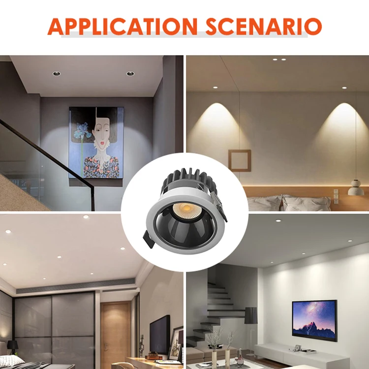 Ushine Good Price Anti Glare Commercial Down Light Aluminum Ceiling Recessed COB LED Downlight