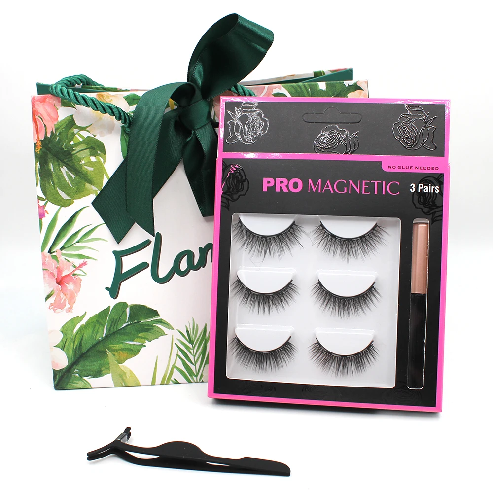 
3d magnetic 5 magnets false eyelashes eyeliner liner set with tweezers 