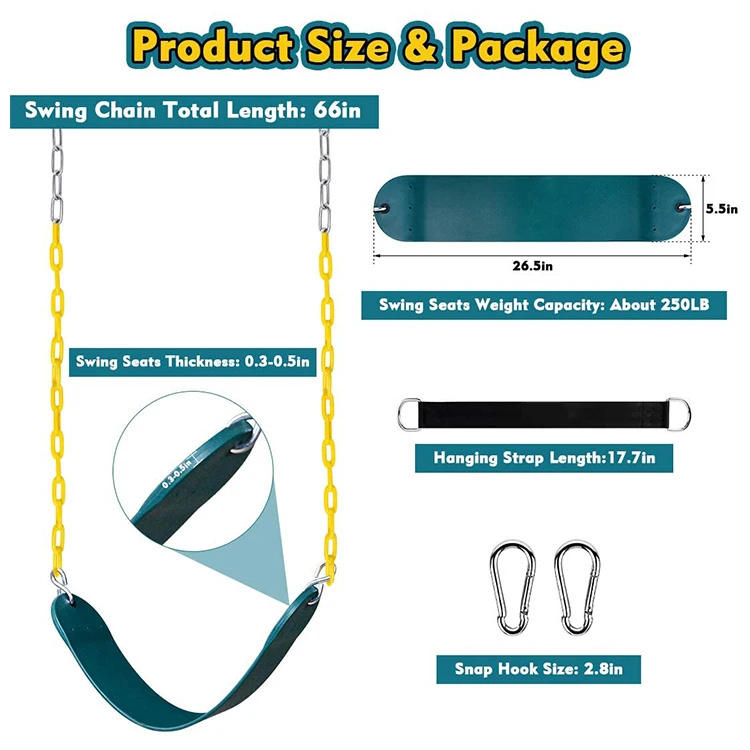 Swing Set Accessories Replacement with Snap Hooks for Kids Outdoor Play Playground Trees Swing Set