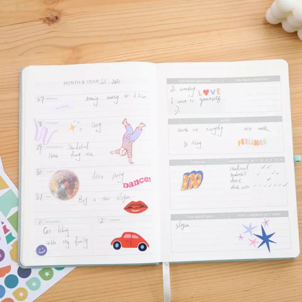 Custom notebook Office Supplies Schedule Books Morandi Pu Cover Agenda Diary Book Undated Planner