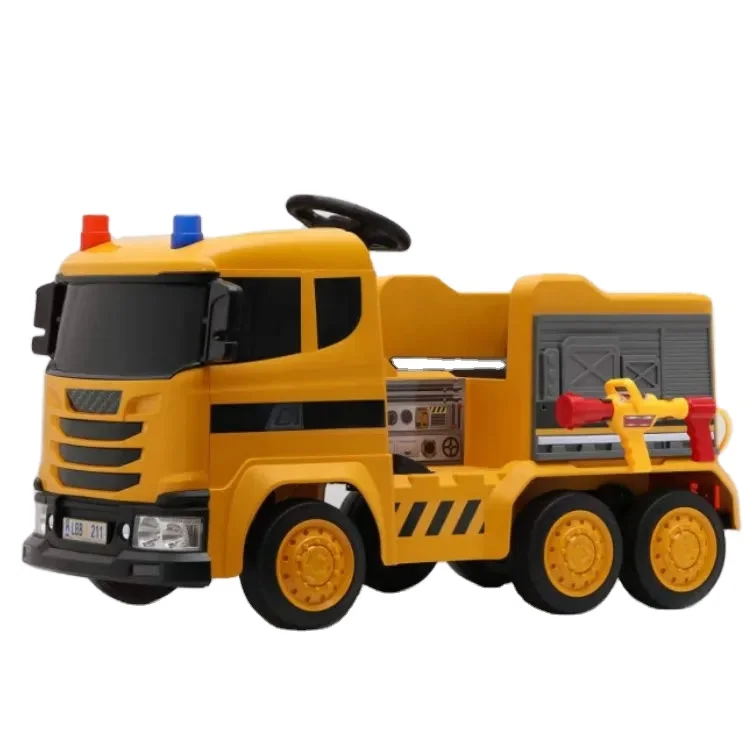 OYT Electric 12V Kids Ride on Car Plastic Fire Truck Toy with Wheel Battery Excavator Type for Play and Drive