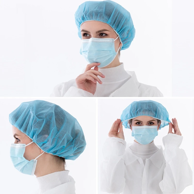 Disposable bouffant cap blue hair net cap  hair protective hair cover  dust-proof for food hygiene hospital