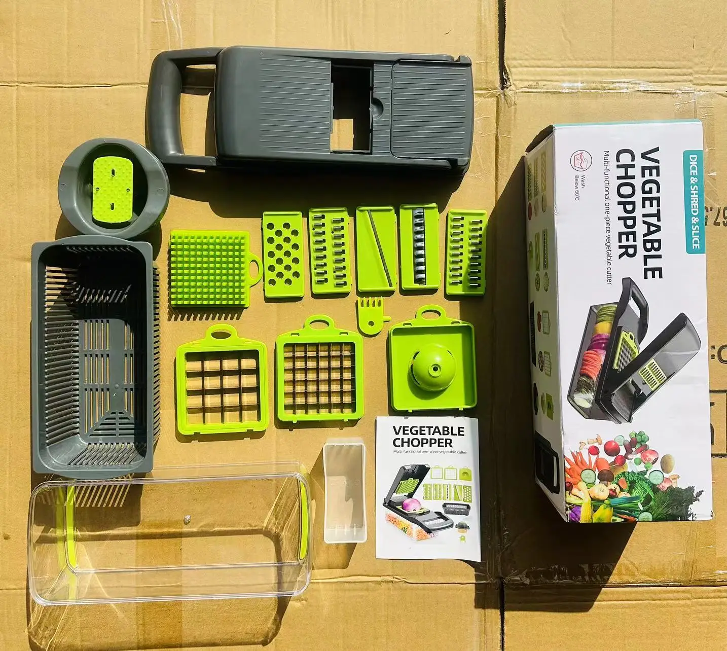 New Professional Vegetable Chopper Mandoline Onion Cutter Portable 16 In 1 Blade Manual White Multifunction Vegetable Cutter