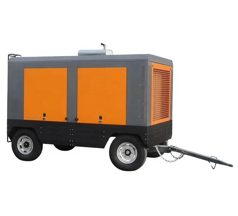 Automobile Screw Air Compressor 10 Bar Diesel Engine Screw Air Compressor With Wheels