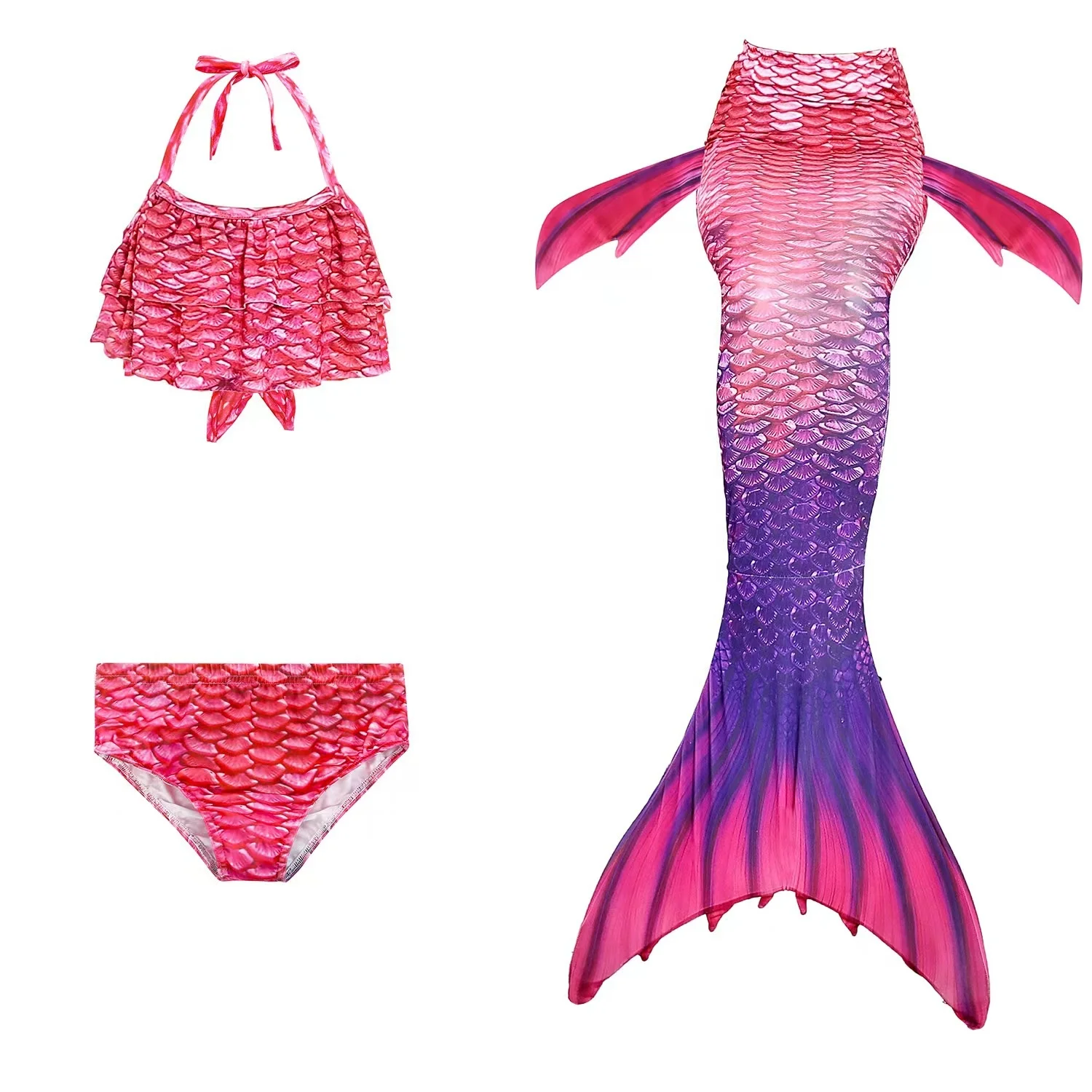 Top Ranking Baby Girls Swimwear High Elastic Fast Dry Princess Swimwear 3 Piece Set Swimming Suit Bikini Mermaid Tail