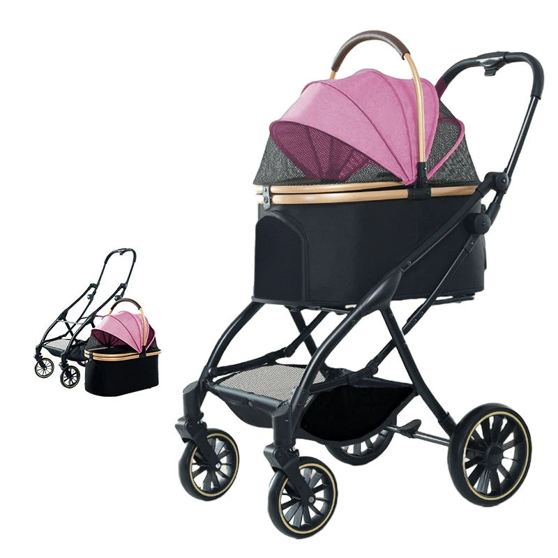 Custom Wholesale High End Cheap Foldable Pet Pram Carrier Gear Trolley Large Dog Stroller