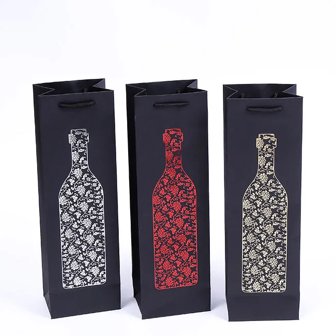 Wholesale printed wine bags wine bottle gift packaging paper bag