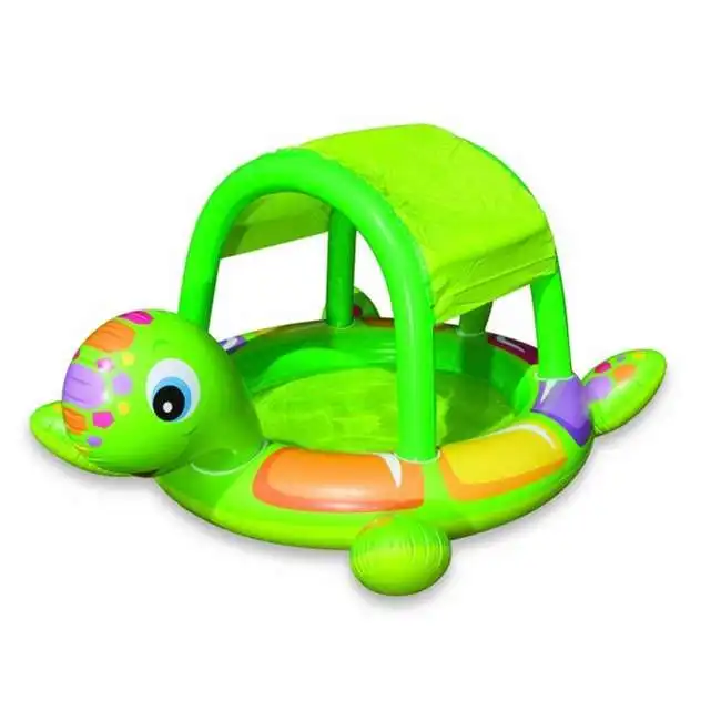 Baby Pool Float with Canopy Summer Steering Wheel Sunshade Swim Ring Car Inflatable Toys Infants Float Seat Boat for Kids Toddle