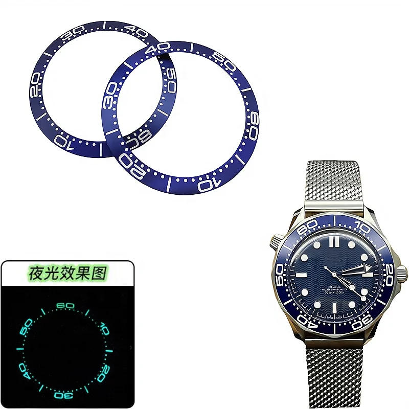 39.5mm Bezel Insert Aluminum Bezel Ring Fit original OMG 007 James bond turns 60  Watch Case Watch Accessories