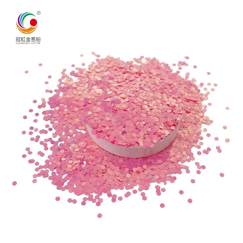 GH8222G Wholesale Bulk Fine Pink Epoxy Resin Pigments Hexagon Glitter Powder For Lipgloss Makeup Wedding Decoration