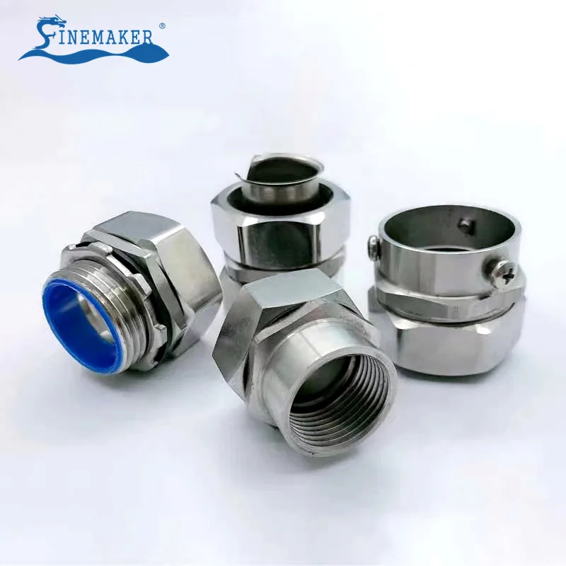 3/4 Inch DPJ Connector Waterproof Electrical 316 Stainless Steel Liquid Tight Flexible Conduit Connector