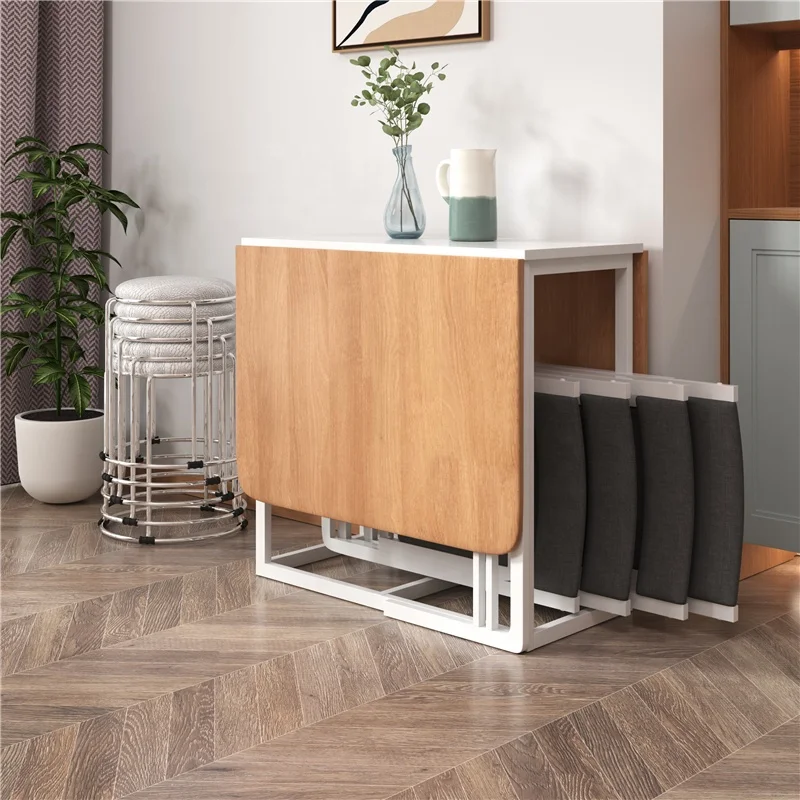 2021 modern wooden folding dinning table dining room furniture folding table and chair