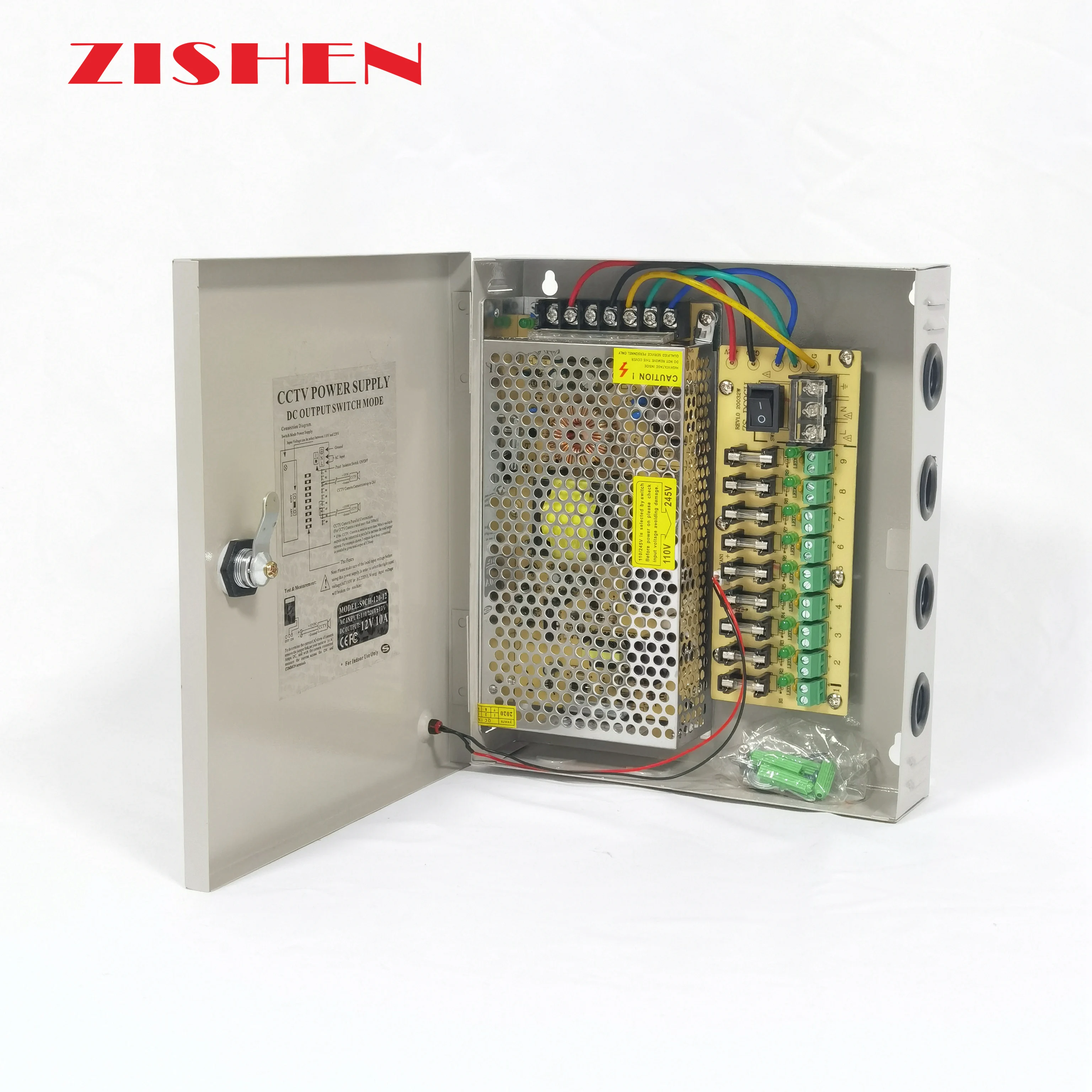 120W 12V 10A 9CH CCTV Power Supply Box 12V Distribution Box For cctv camera LED Switching power supply