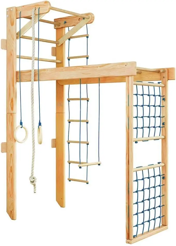 LM KIDS Swedish Ladder Wooden Yoga Wall Stall Bar Physical Therapy And Gymnastics Ladder