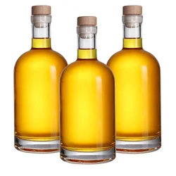 Customized clear whisky glass bottle 200ml 375ml 500ml 1l liquor vodka rum gin bottle botellas de cristal para licor 750 ml