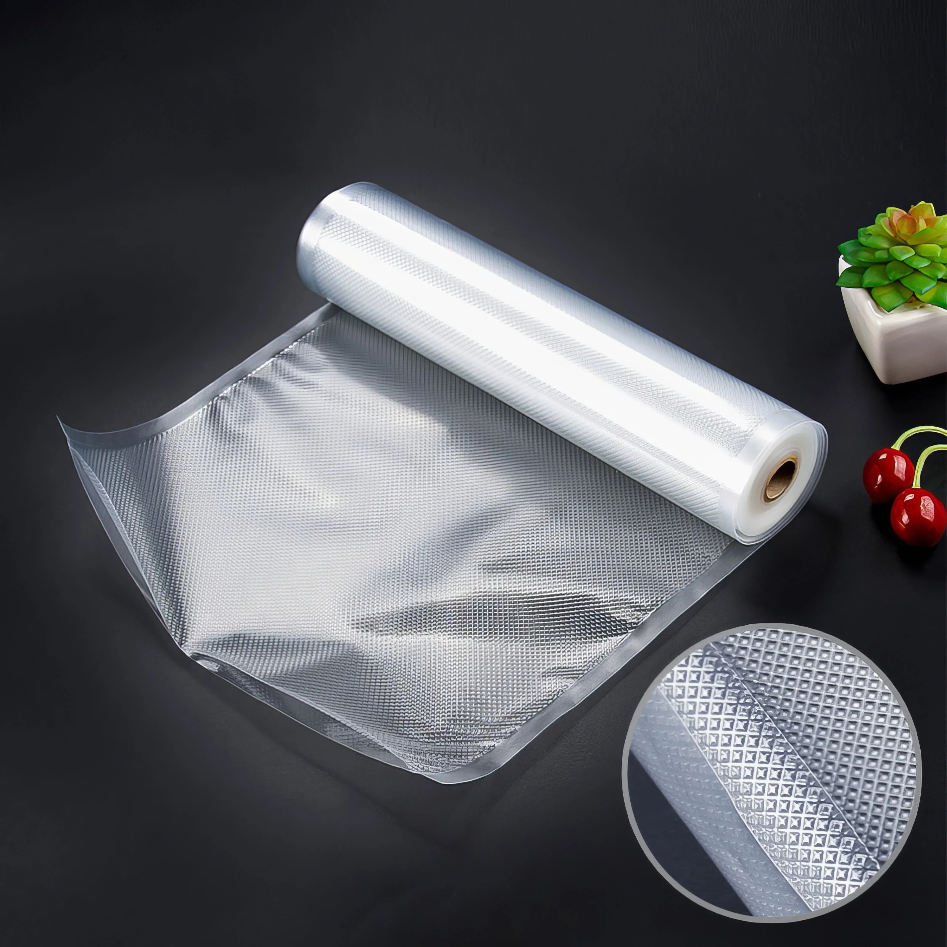 Custom BPA-Free Material Textured embossed food saver Vac Vacuum bag Sealer plastic Bags Roll For Food