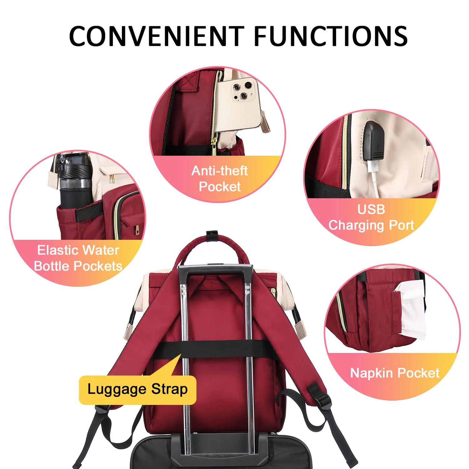 LOVEVOOK stylish fashion ladies custom logo office Carry on Nylon casual 15.6 inch with usb nurse teacher women laptop backpacks