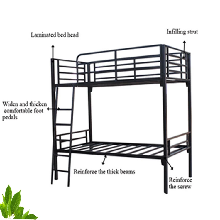 Metal Bunk Bed Heavy Duty Sturdy Twin Steel Bed Frame Commercial Use Kids Camps And Shelter Black Bed