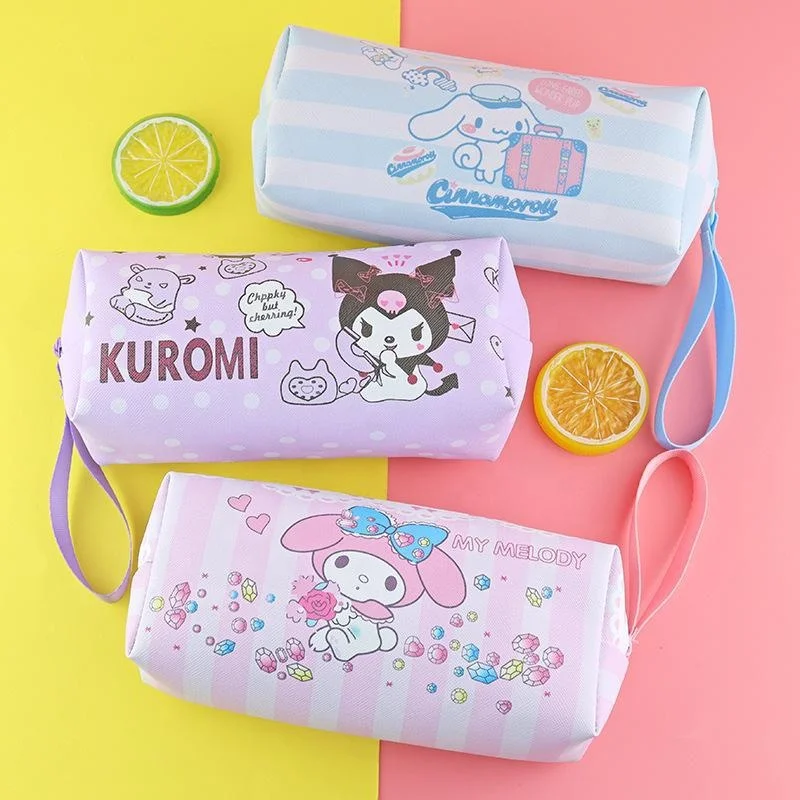 Wholesale promotion Sublimation cartoon PU leather high quality Sanrio stationery bag makeup bag pencil case
